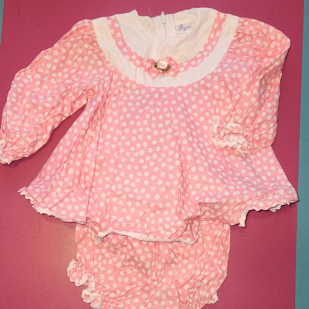 Vuntage Pink Polka Dot Girls Dress